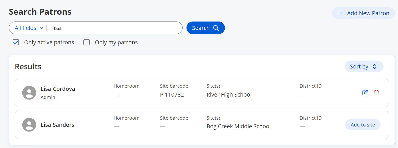 Edit Patron for a faculty user.